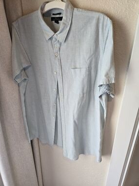 Marc Anthony Pale Blue Short-Sleeve Button-Down Shirt